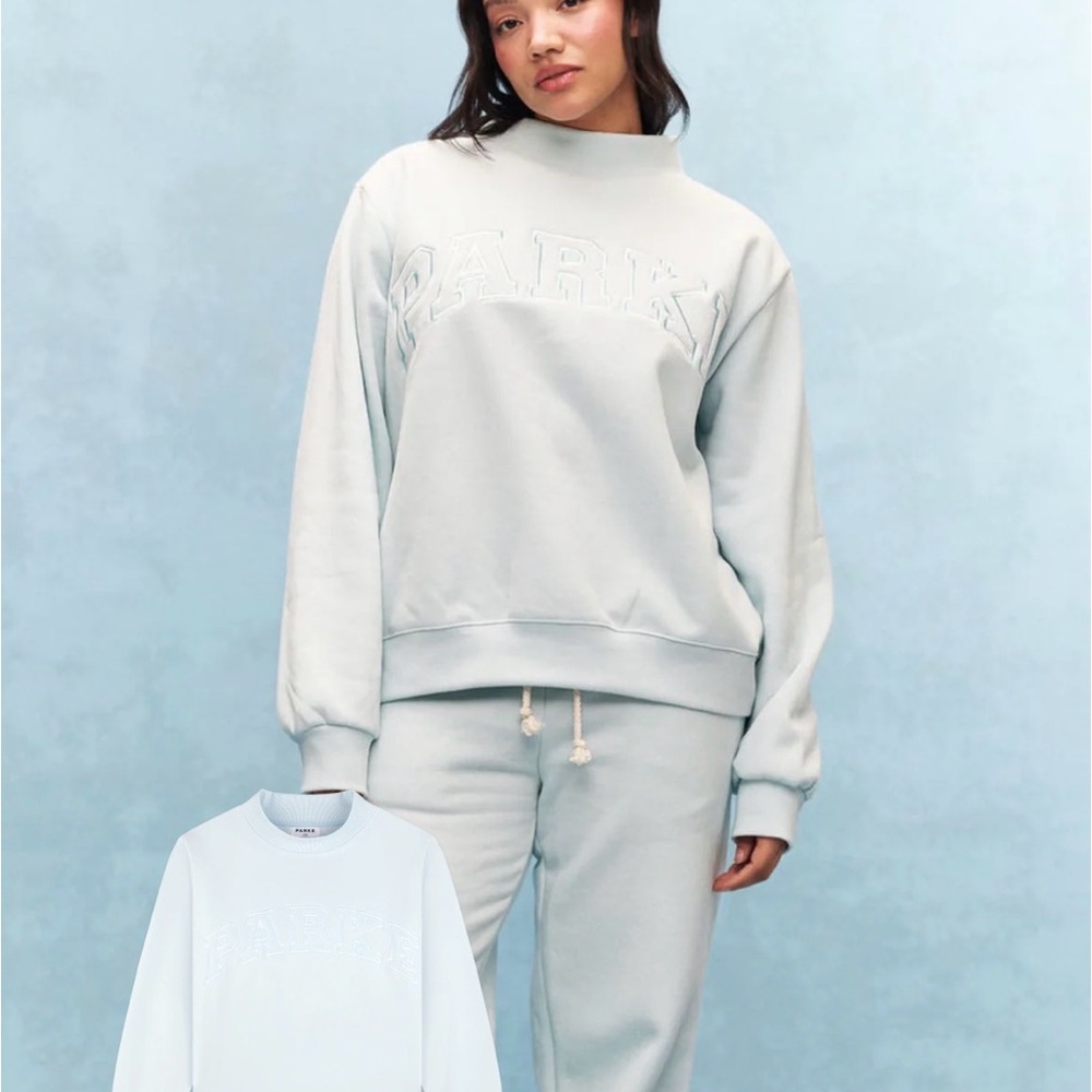PARKE Fleece Monochrome Varsity Mockneck Artic Blue